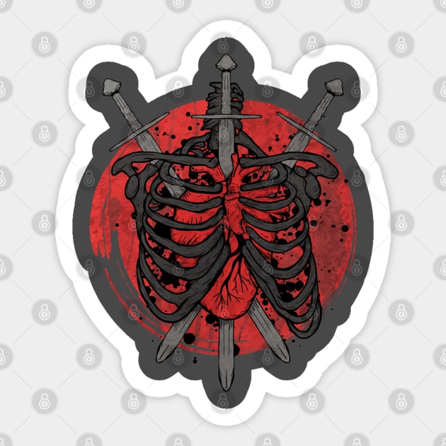 Sword through my heart skeleton Sticker by Jess Adams